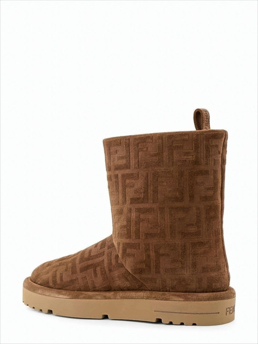 Fendi Suede Ff Monogram Low Boots