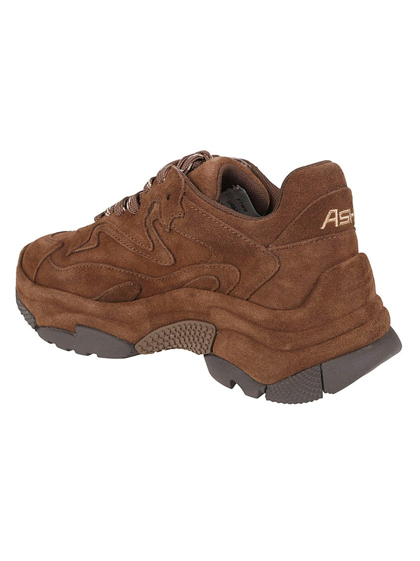 Ash Brown Addict Layered Calf Leather Sneakers
