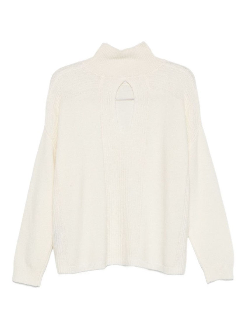 Liu Jo High Neck White Wool Sweater