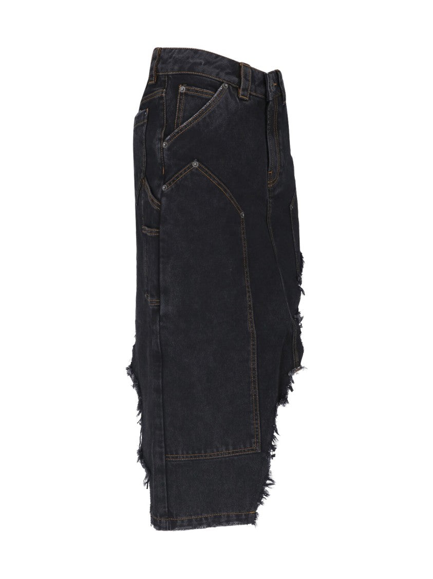 Vaquera Black Asymmetrical Deconstructed Denim Skirt