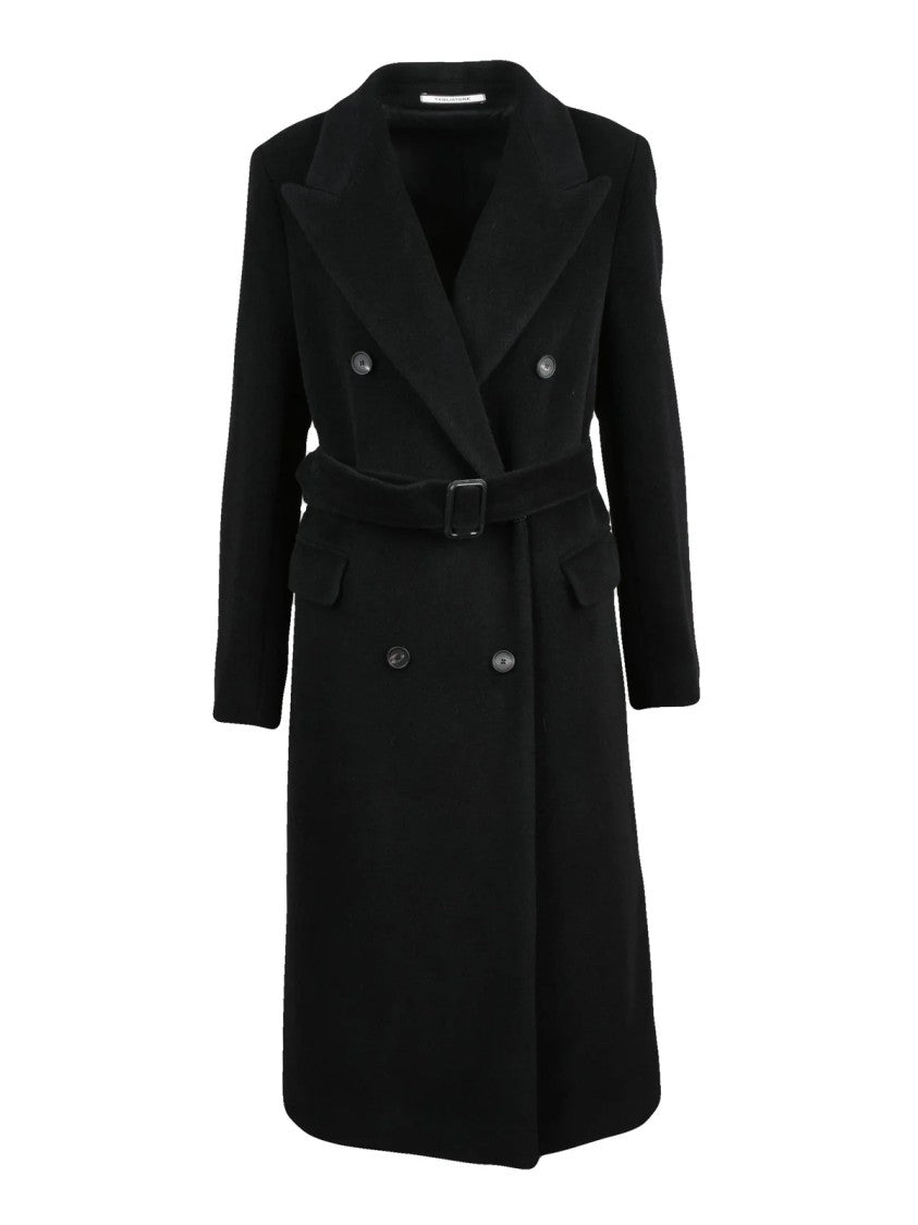 Tagliatore Angora Virgin Wool Double-Breasted Coat With Flap Pockets