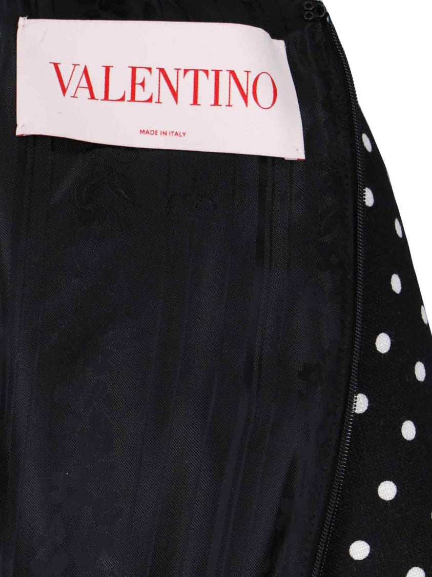 Valentino Mini Polka Dot Dress With Red Bow Detail