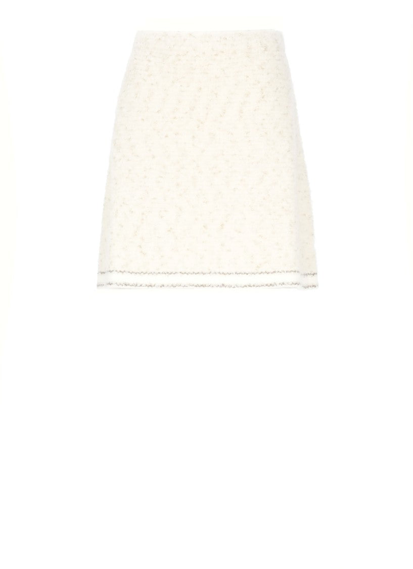 D. Exterior Ivory Wool And Alpaca Skirt