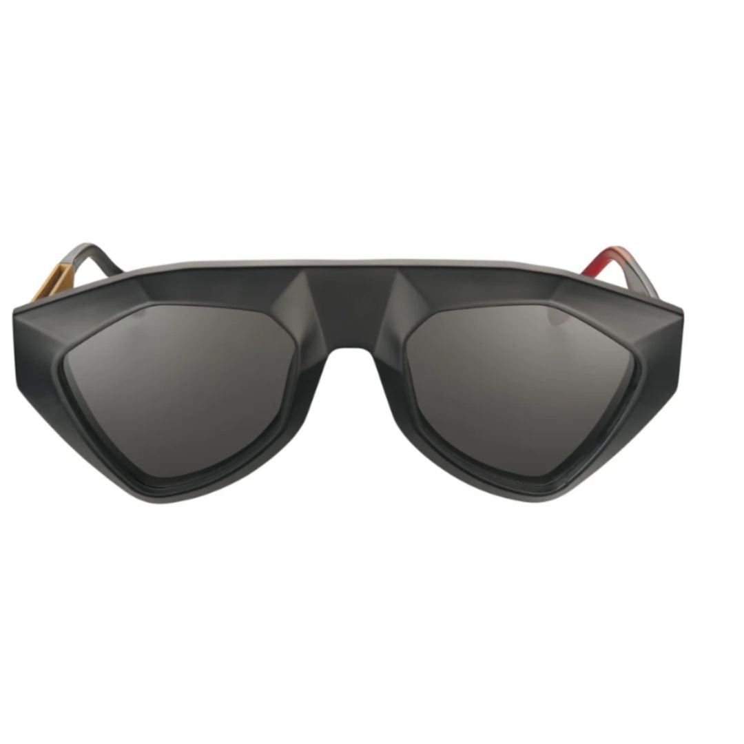 Vysen Sha Sh1 Matte Black Geometric Sunglasses With Textured Temples