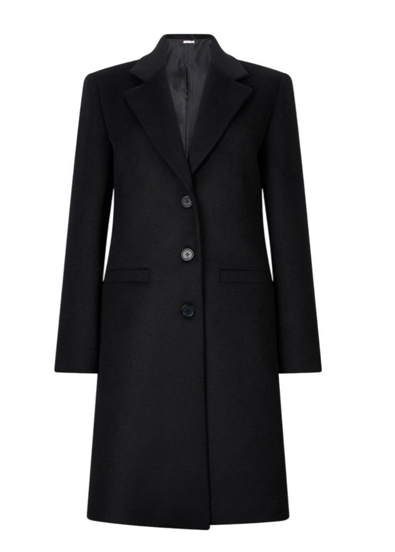 Liu Jo Tailored Black Wool Coat With Notch Lapel