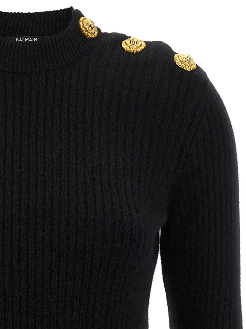 Balmain Textured Ribbed Cashmere Virgin Wool Sweater
