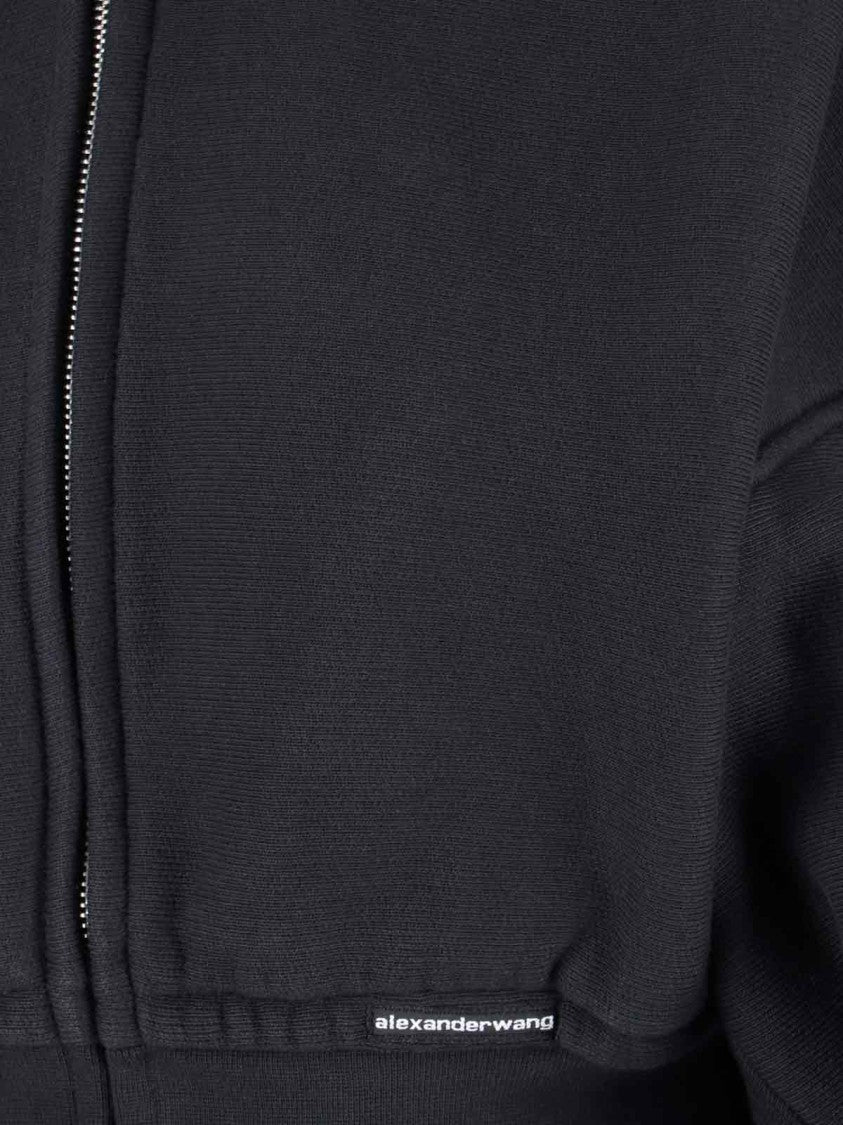 Alexander Wang Cropped Zip Hoodie – Black