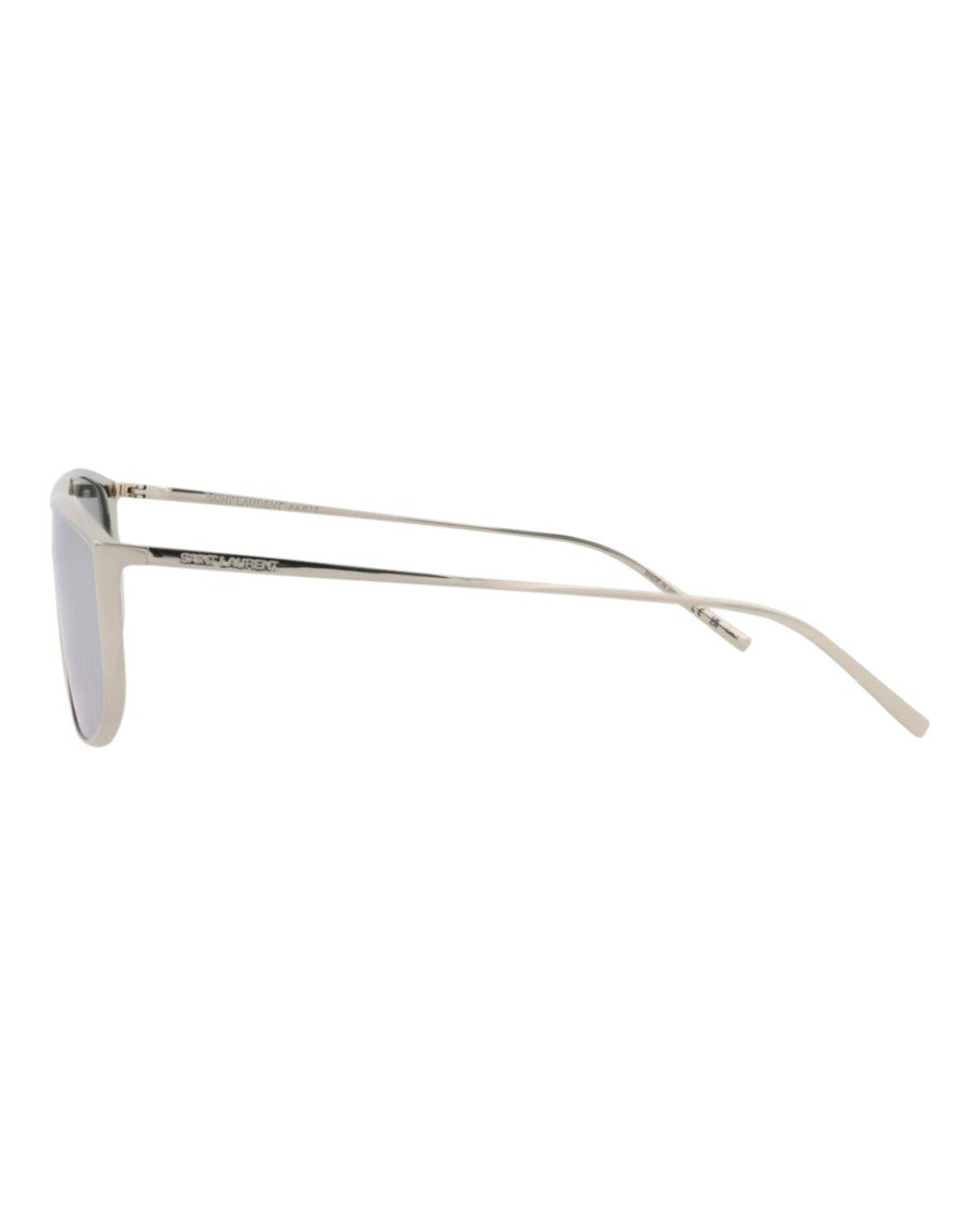 Saint Laurent Shield-Frame Metal Sunglasses With Wrap-Around Design And Comfort Features