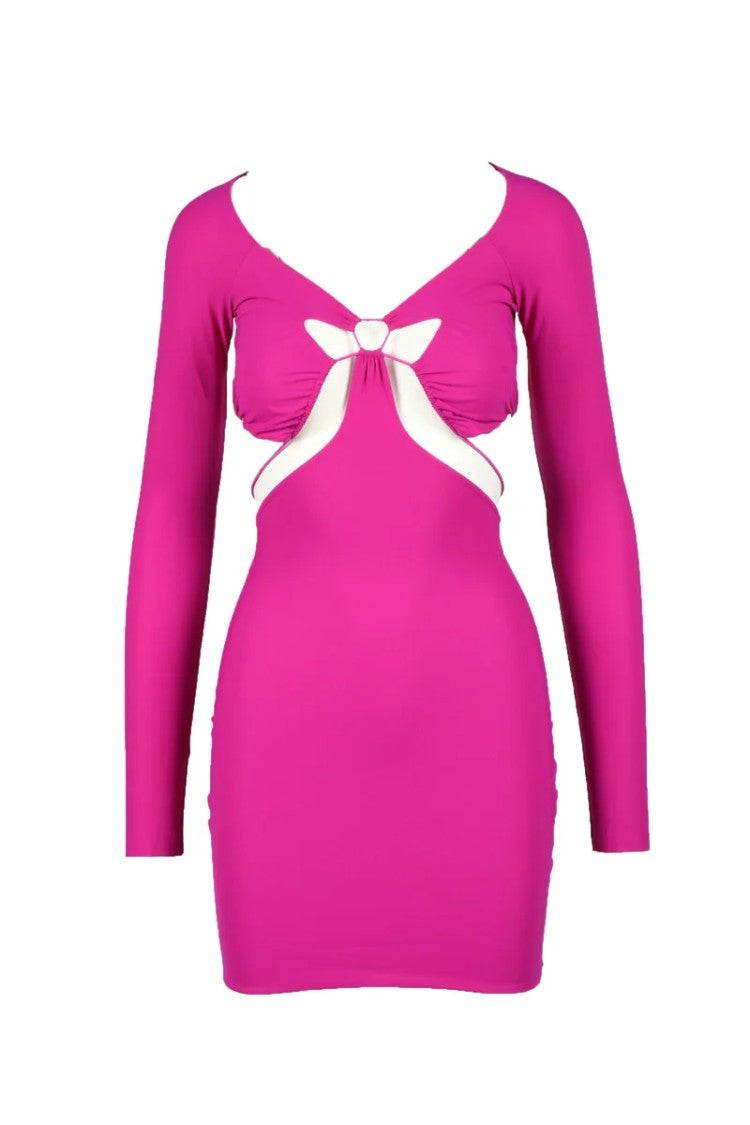 Amazuin Fuchsia Mini Dress With Cut-Out Details