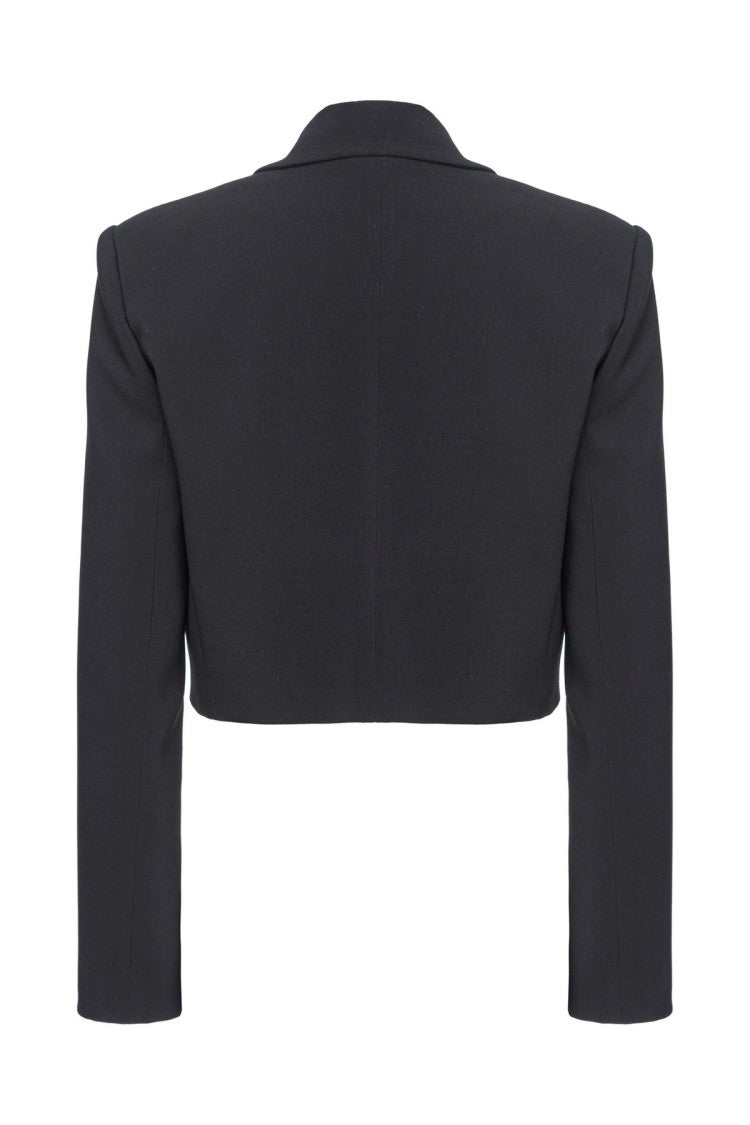 Pinko Black Polyester-Blend Lapel Collar Blazer