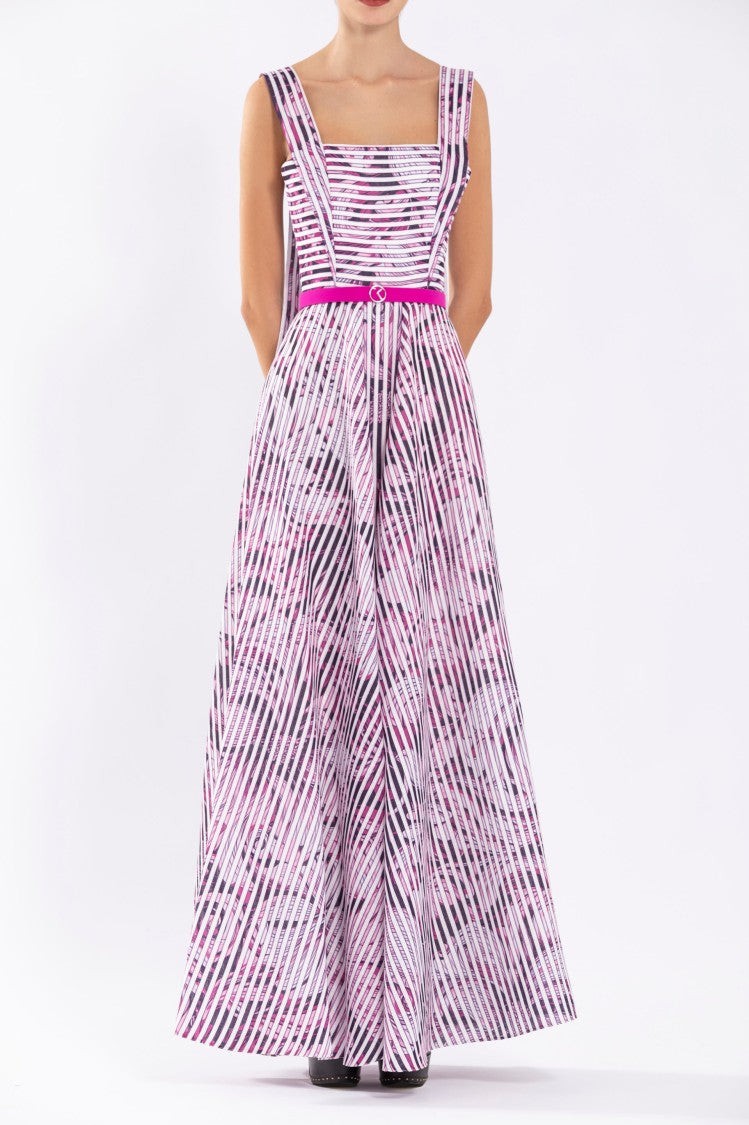 Saiid Kobeisy Linen Dress With Striped Print