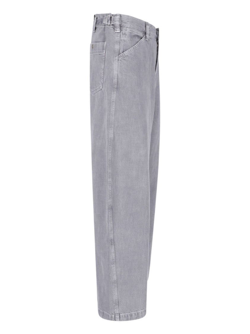 Lemaire Grey Vintage Wash Wide-Leg Cotton Trousers