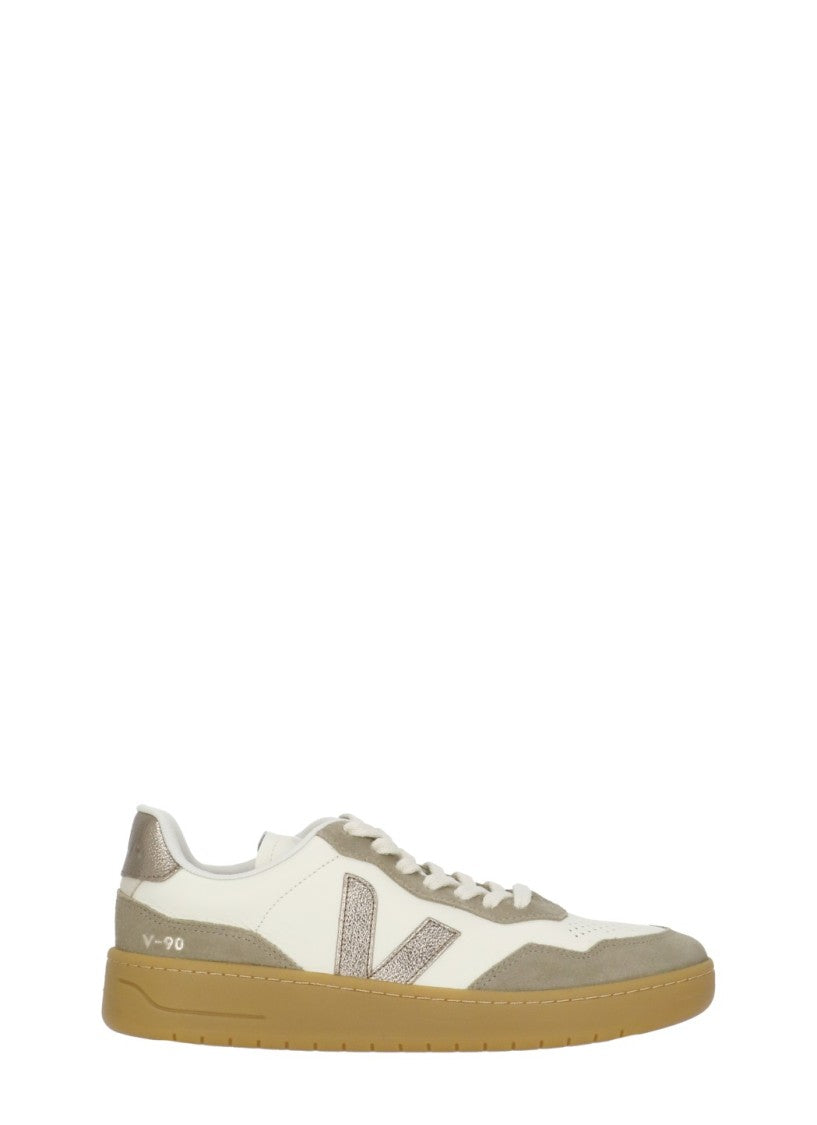 Veja V-90 White Suede Low-Top Sneakers
