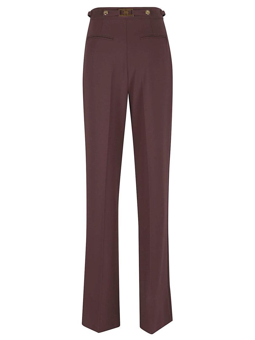 Elisabetta Franchi Tailored Crepe Trousers With Gold-Tone Embellishments