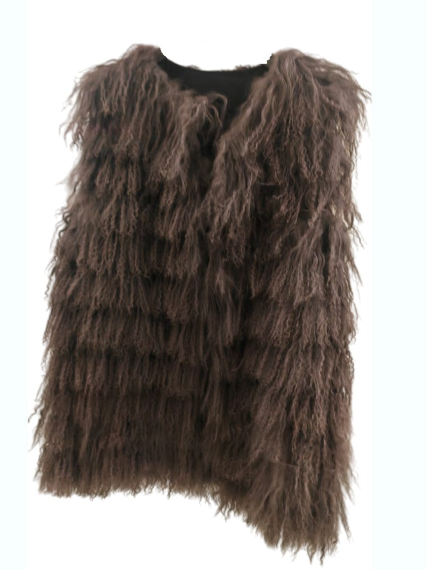 Mehran Textured Shaggy Fur-Like Vest