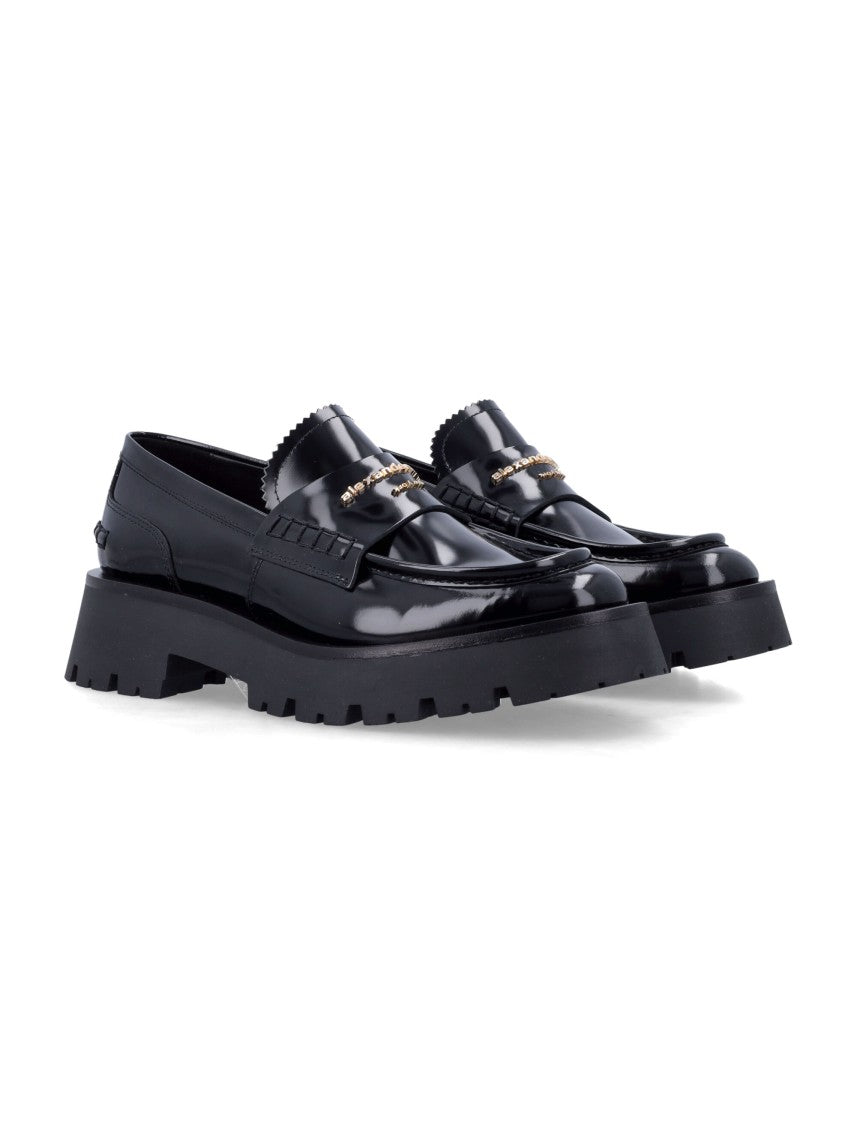 Alexander Wang Chunky Heel Black Box Leather Carter Loafer