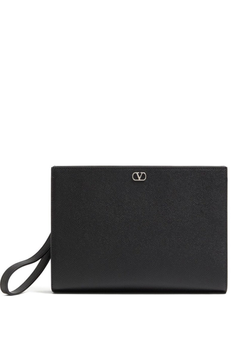 Valentino Garavani Rectangular Textured Leather Clutch Bag