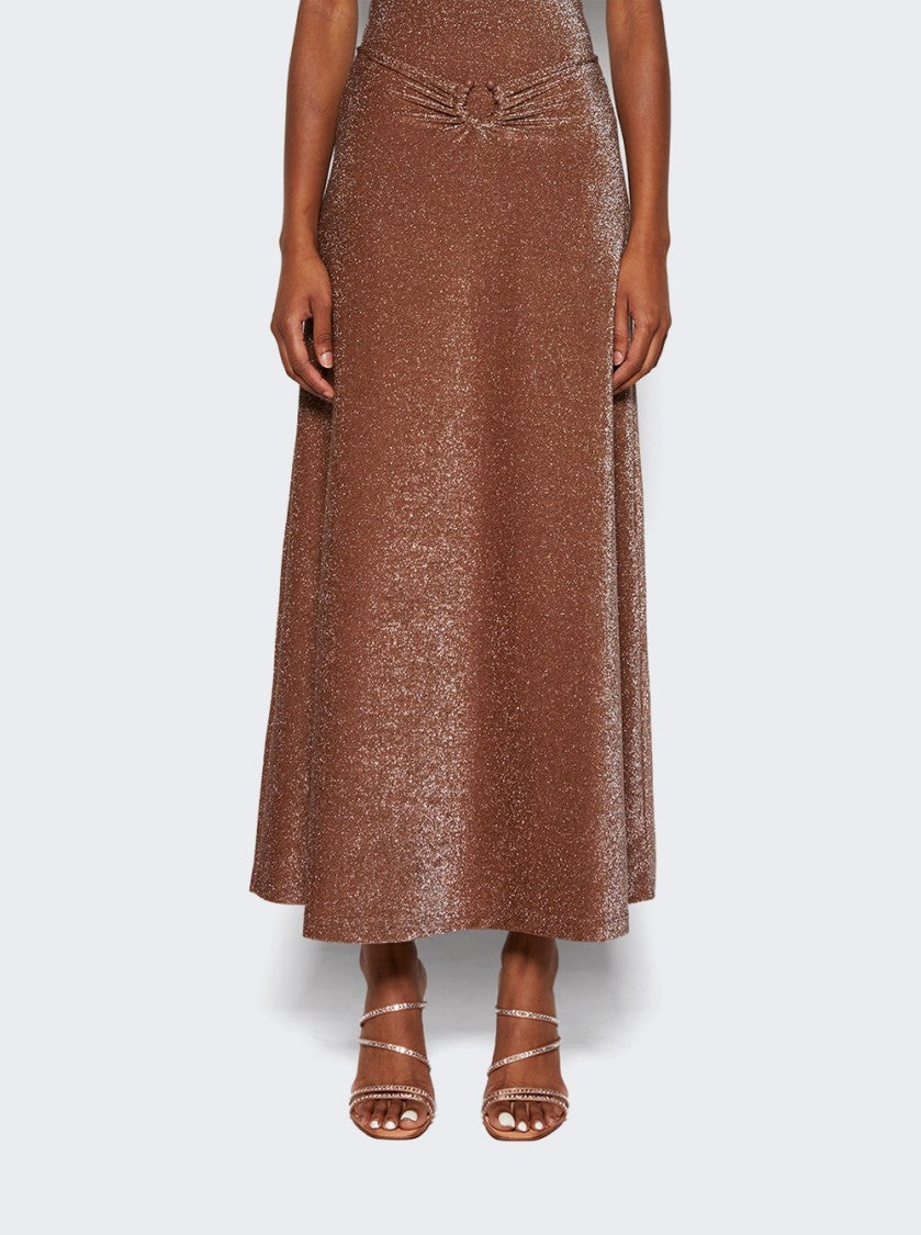 Johanna Ortiz Rainstorm Midi Skirt Dark Chocolate