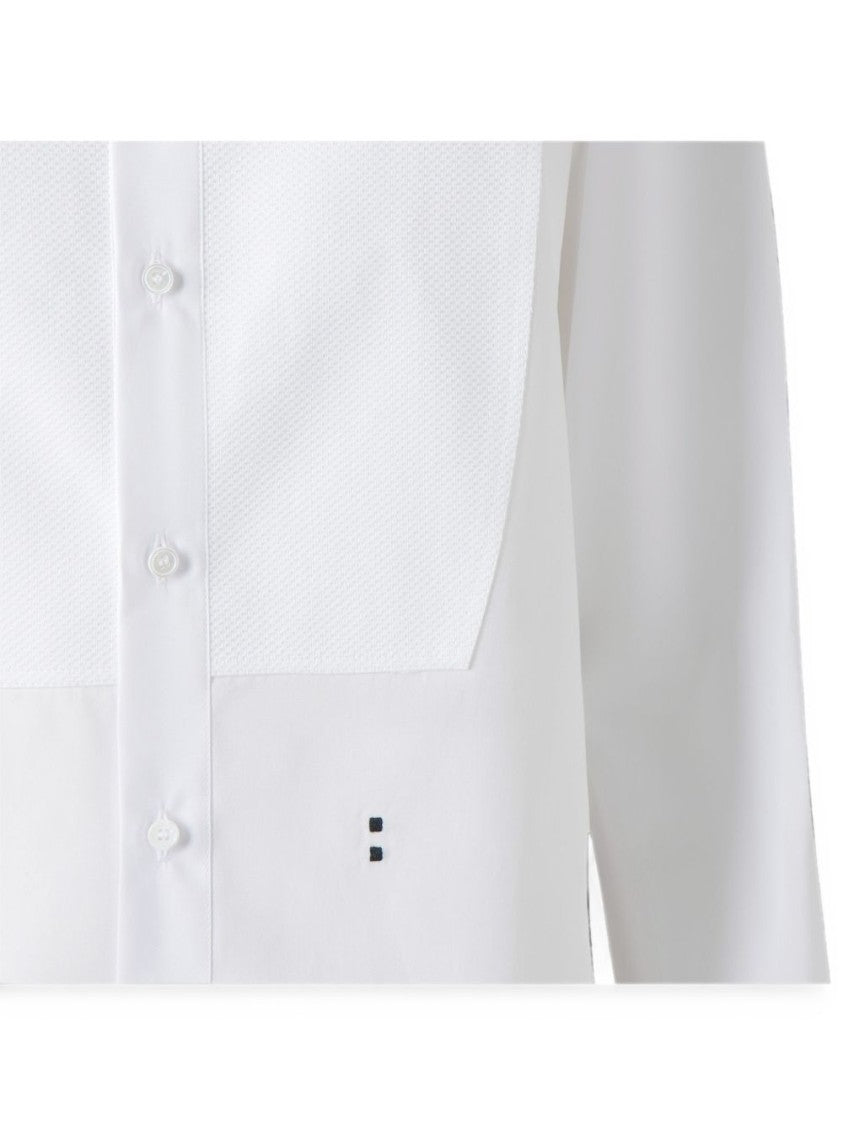 Fendi White Mandarin Collar Poplin Shirt