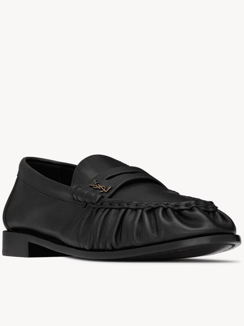 Saint Laurent Black Le Loafer 15 Gathered Leather Loafers