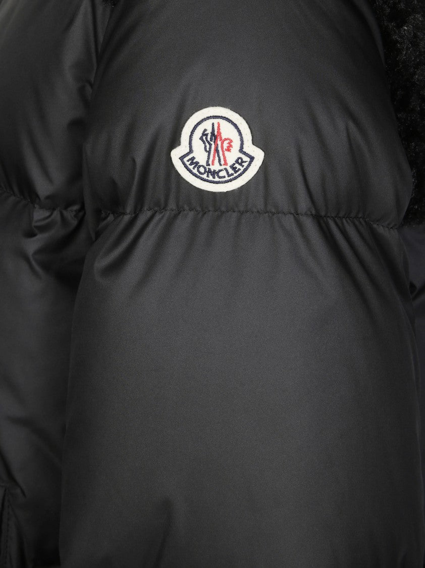 Moncler Fitted Black Jacket With High Collar