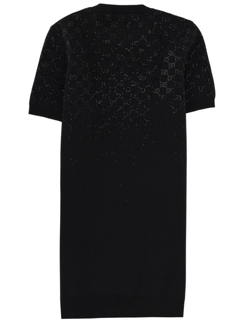 Gucci Fitted Mini Dress With Textured Detailing And Short Sleeves