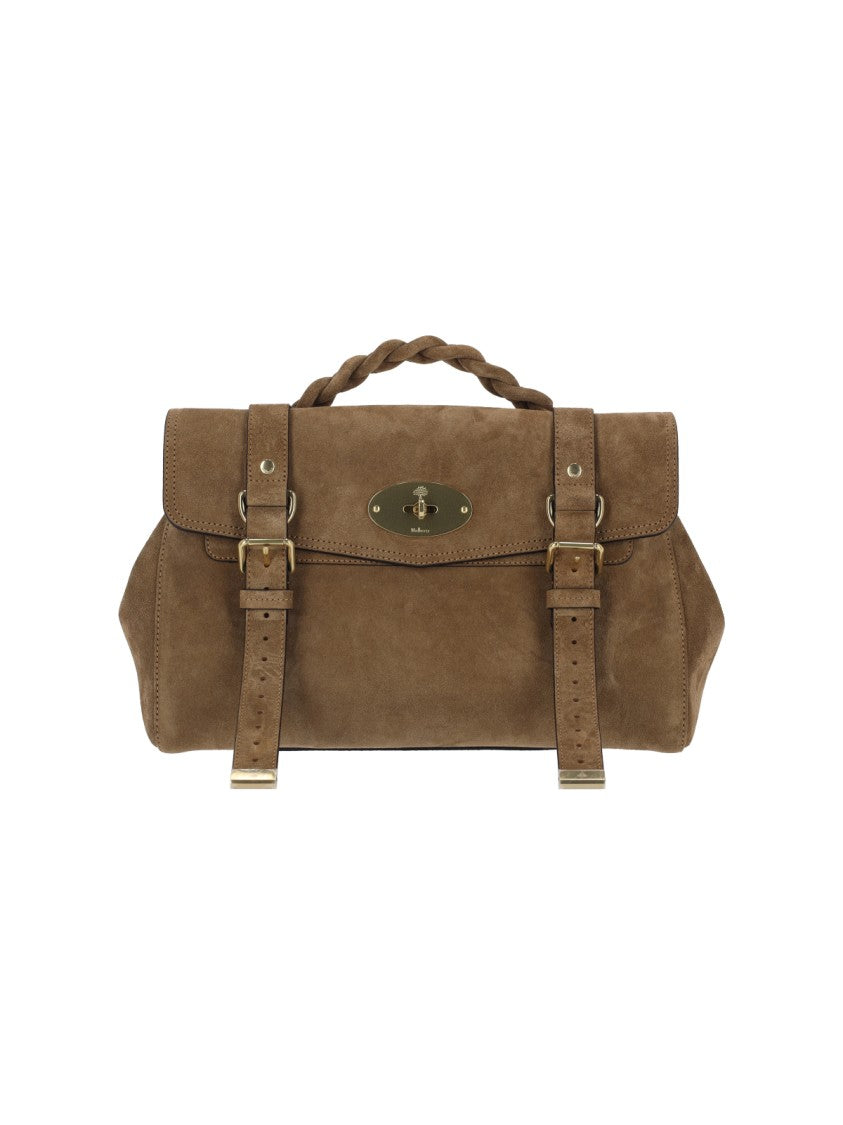 Mulberry Brown Alexa Intrecciato Handle Suede Bag