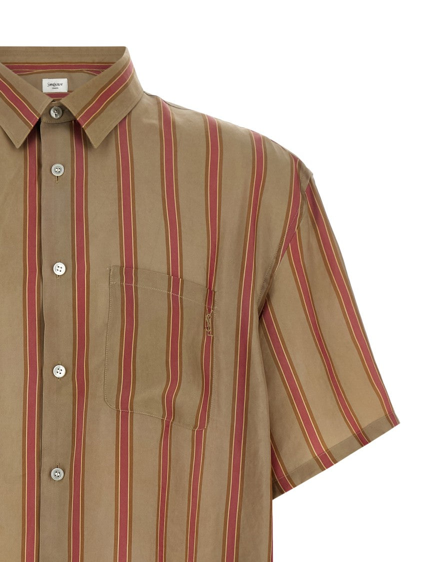 Saint Laurent 'Cassandre' Striped Cupro Shirt