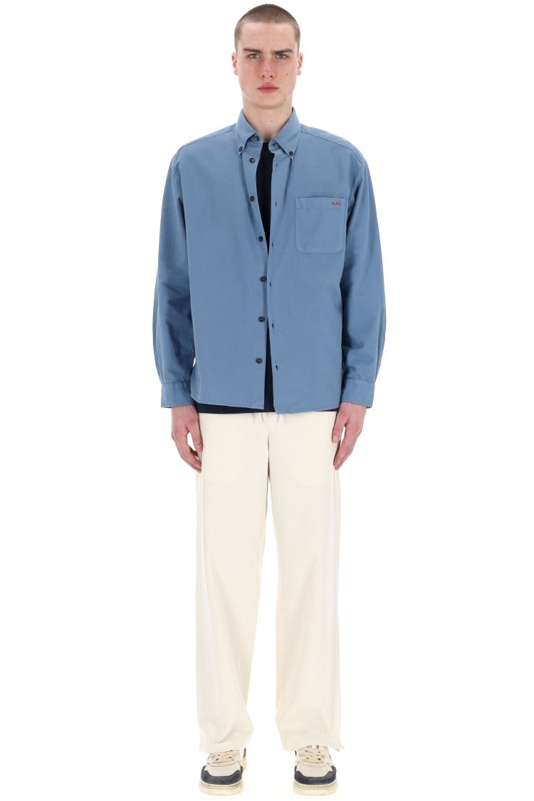 A.P.C. Cotton Button-Down Shirt With Pocket