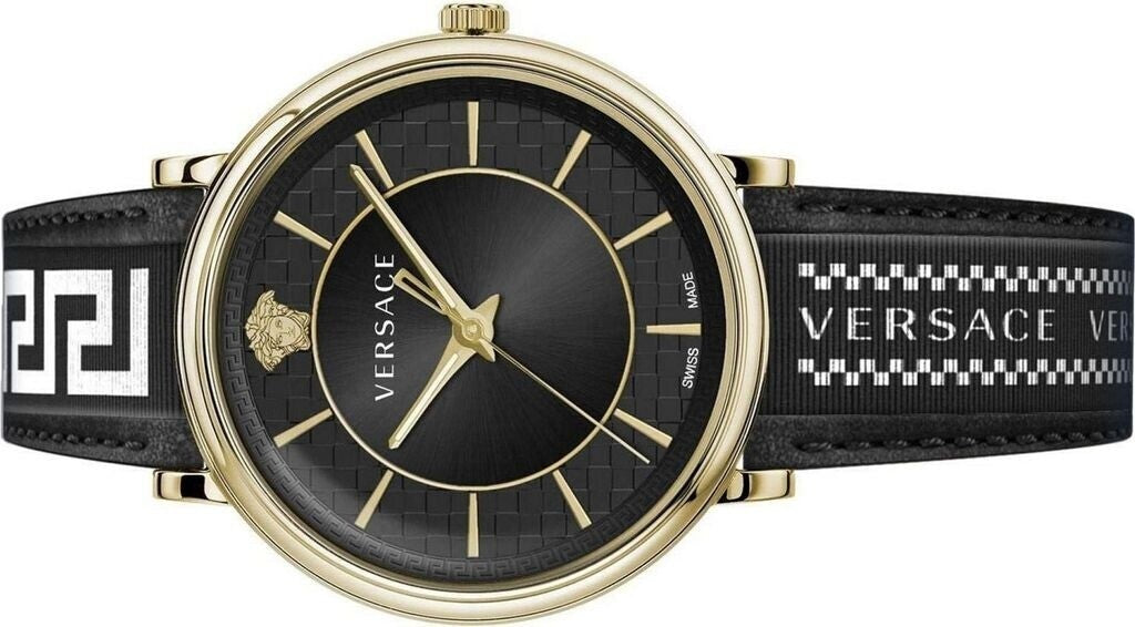 Versace Greca Logo 38Mm Women's Analog Watch With Blue Leather Strap
