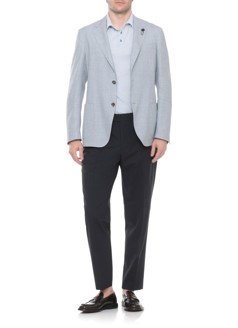 Lardini Light Blue Wool Single Breasted Blazer