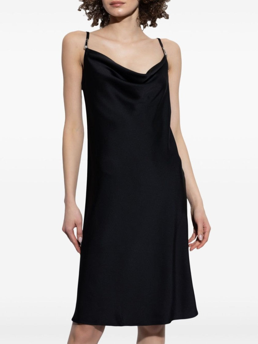 Versace Black Medusa Safety Pin Cowl Dress