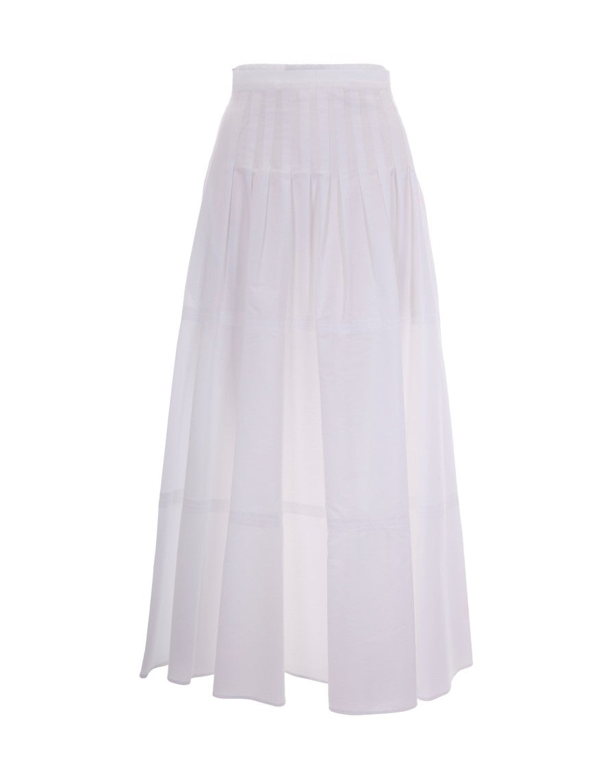 Max Mara Long White Cotton Poplin Skirt With Corset-Inspired Waist