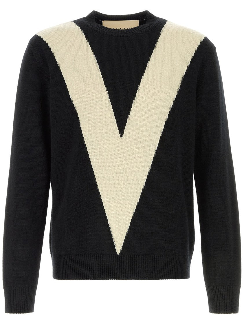 Valentino Knitted V-Shaped Pattern Pullover Sweater