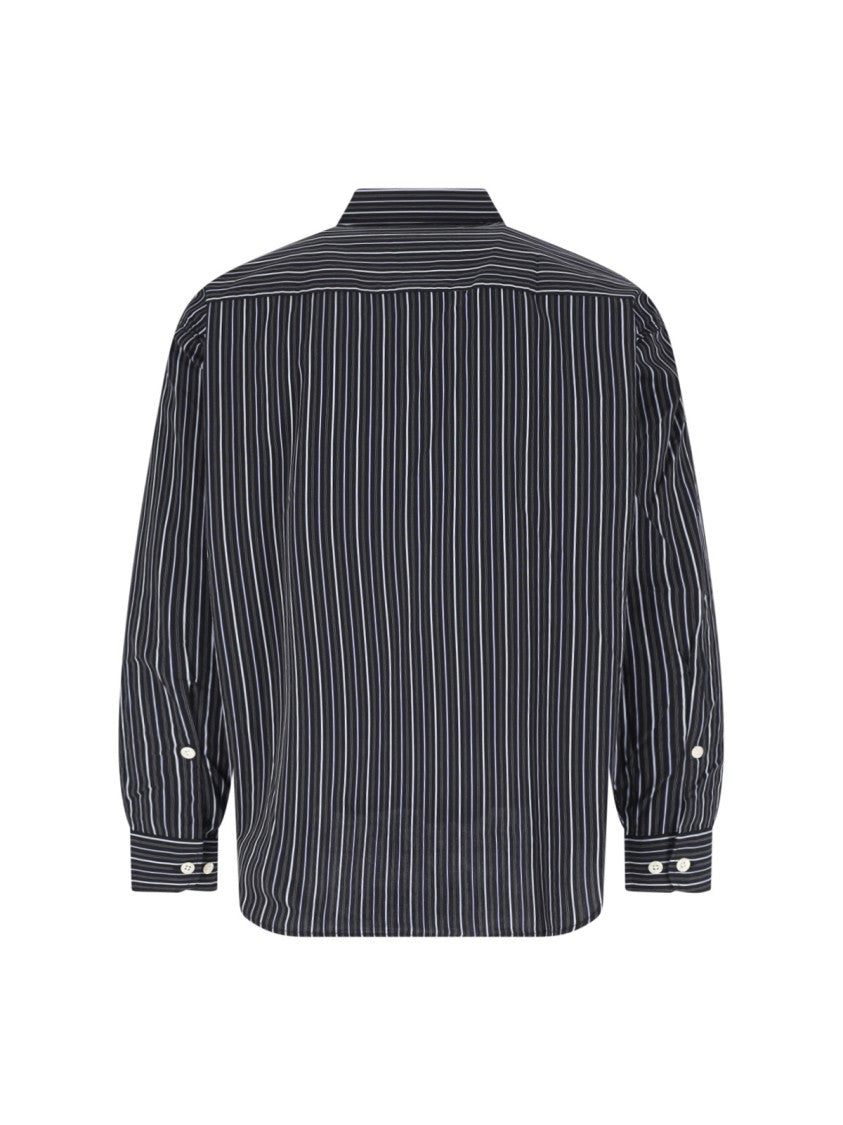 Mfpen Black Exact Striped Cotton Shirt