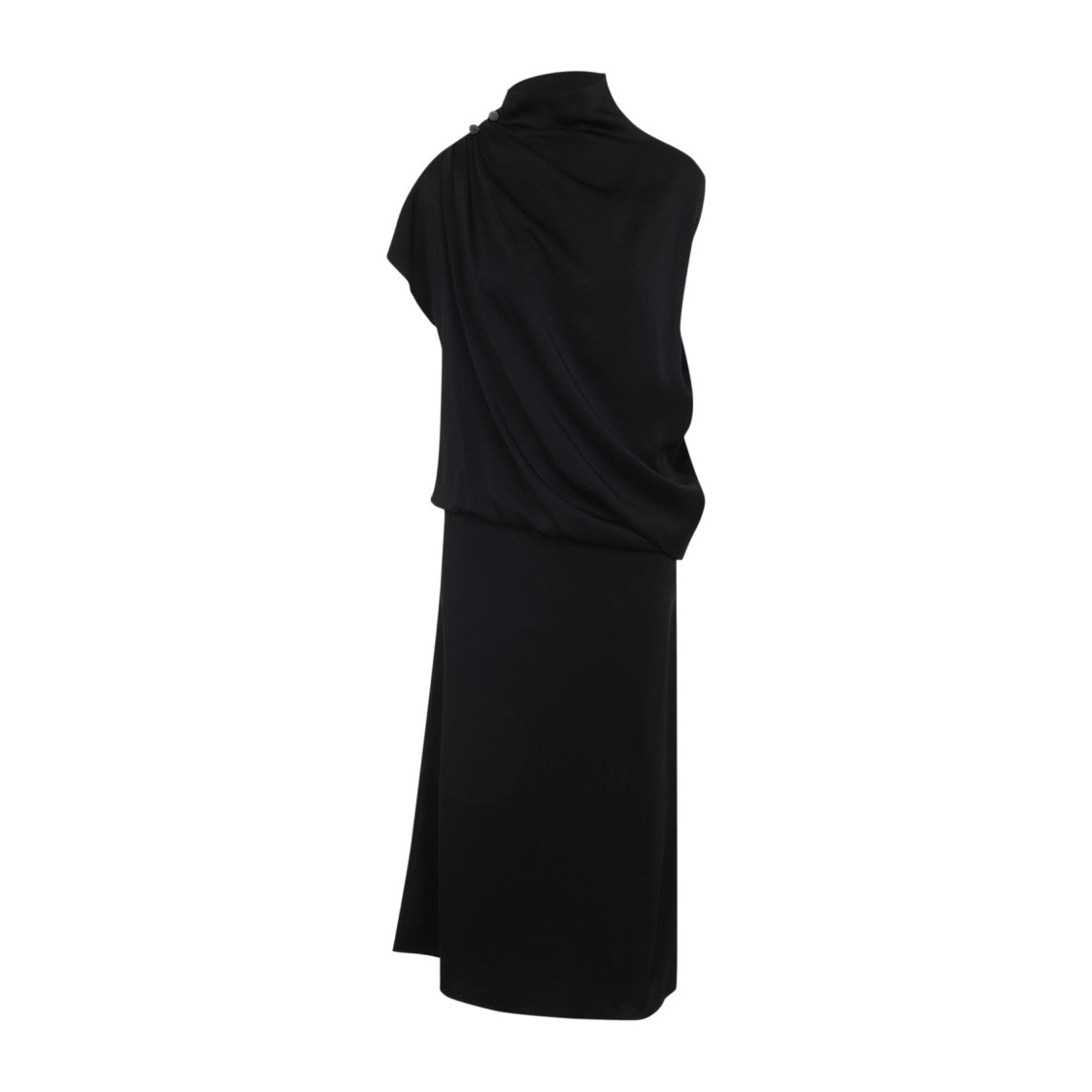 Fabiana Filippi Draped Black Dress With High Neckline And Asymmetrical Design