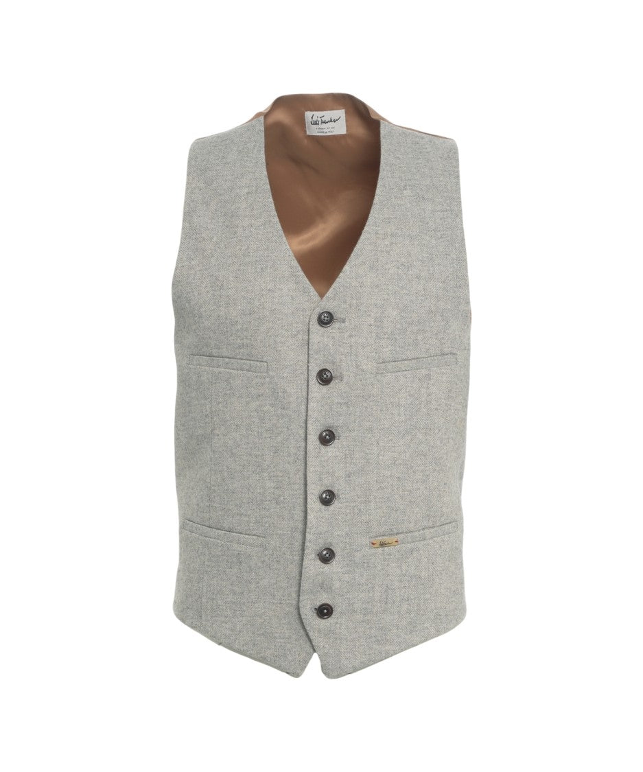 Luis Trenker Herringbone Pattern Waistcoat With Adjustable Back Panel