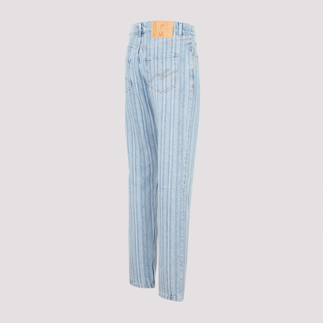 Martine Rose Blue Pinstripe Straight Leg Cotton Jeans