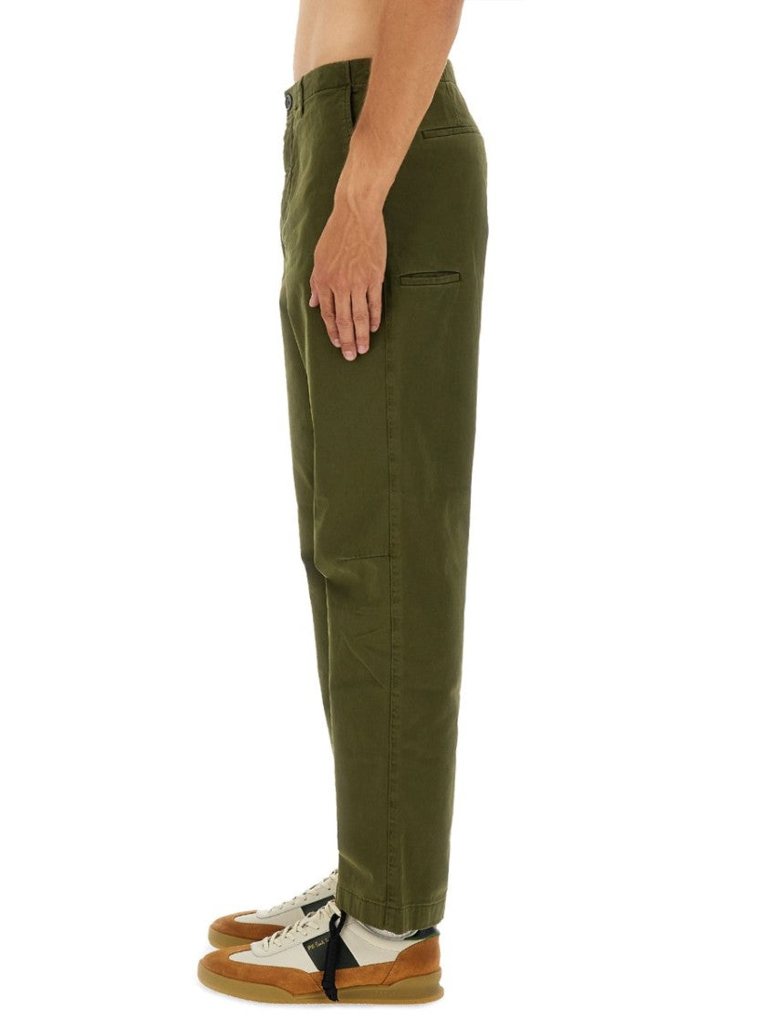 Ps Paul Smith Straight-Leg Olive Green Cargo Pants With Mid-Rise Waist