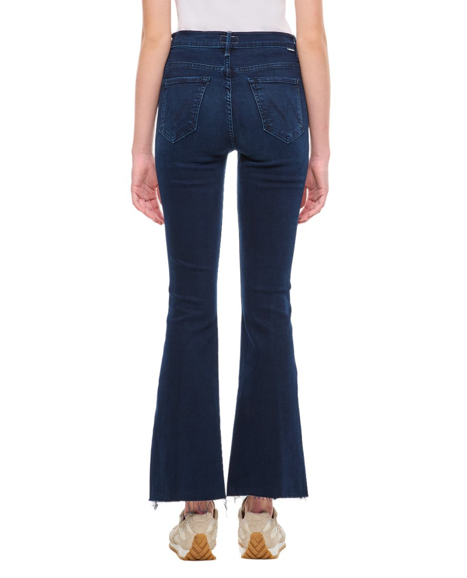 Mother Mid-Rise Flare Denim Pants With Frayed Hem