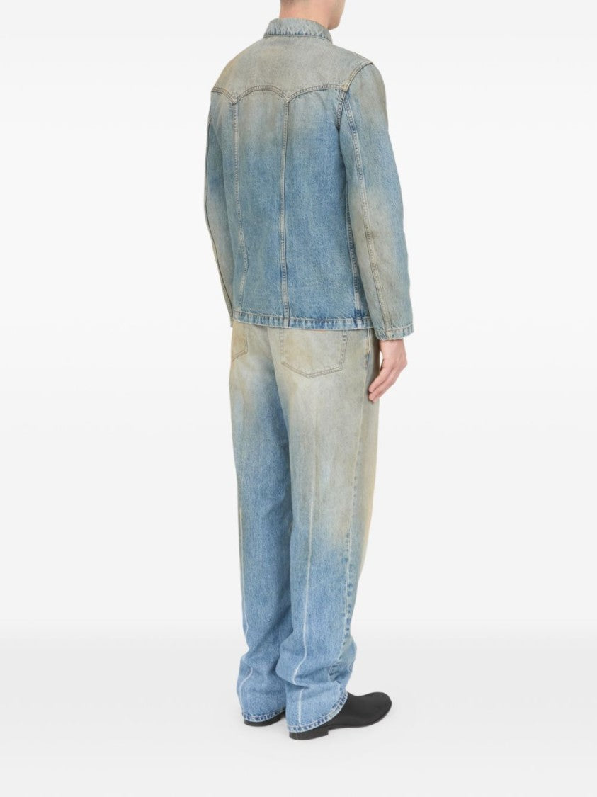 Mm6 By Maison Margiela Blue Faded Denim Buttoned Jacket