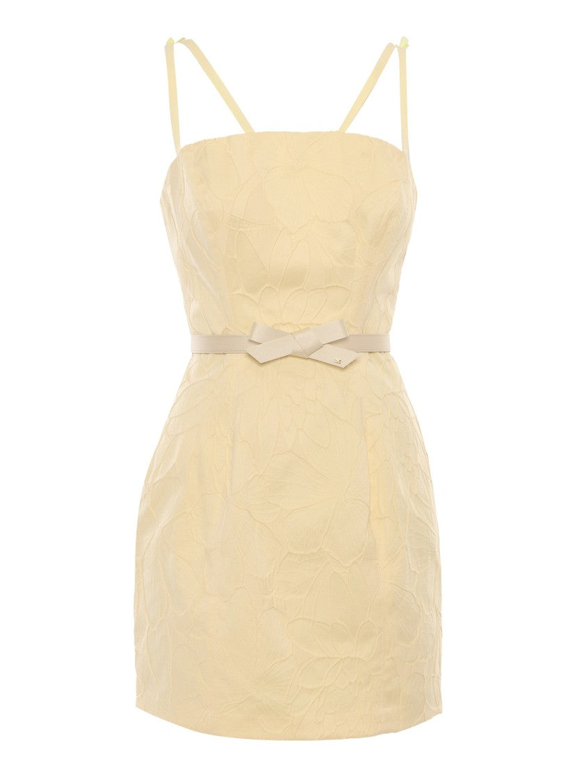 Elisabetta Franchi Fitted Mini Dress With Floral Texture