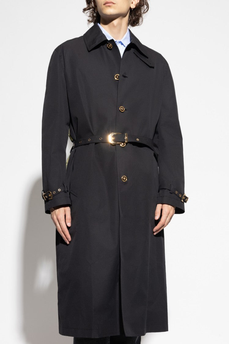 Versace Long Black Cotton Coat