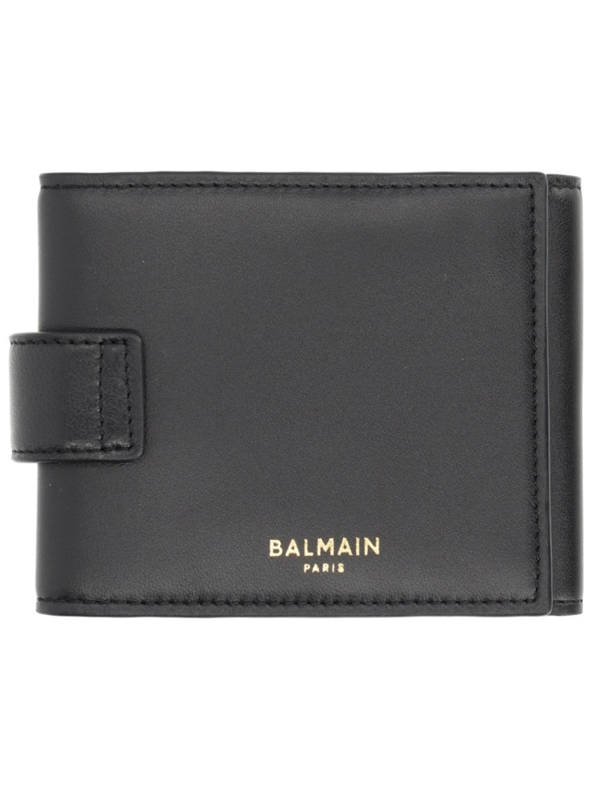 Balmain Pulse Lambskin Gold Padlock Wallet