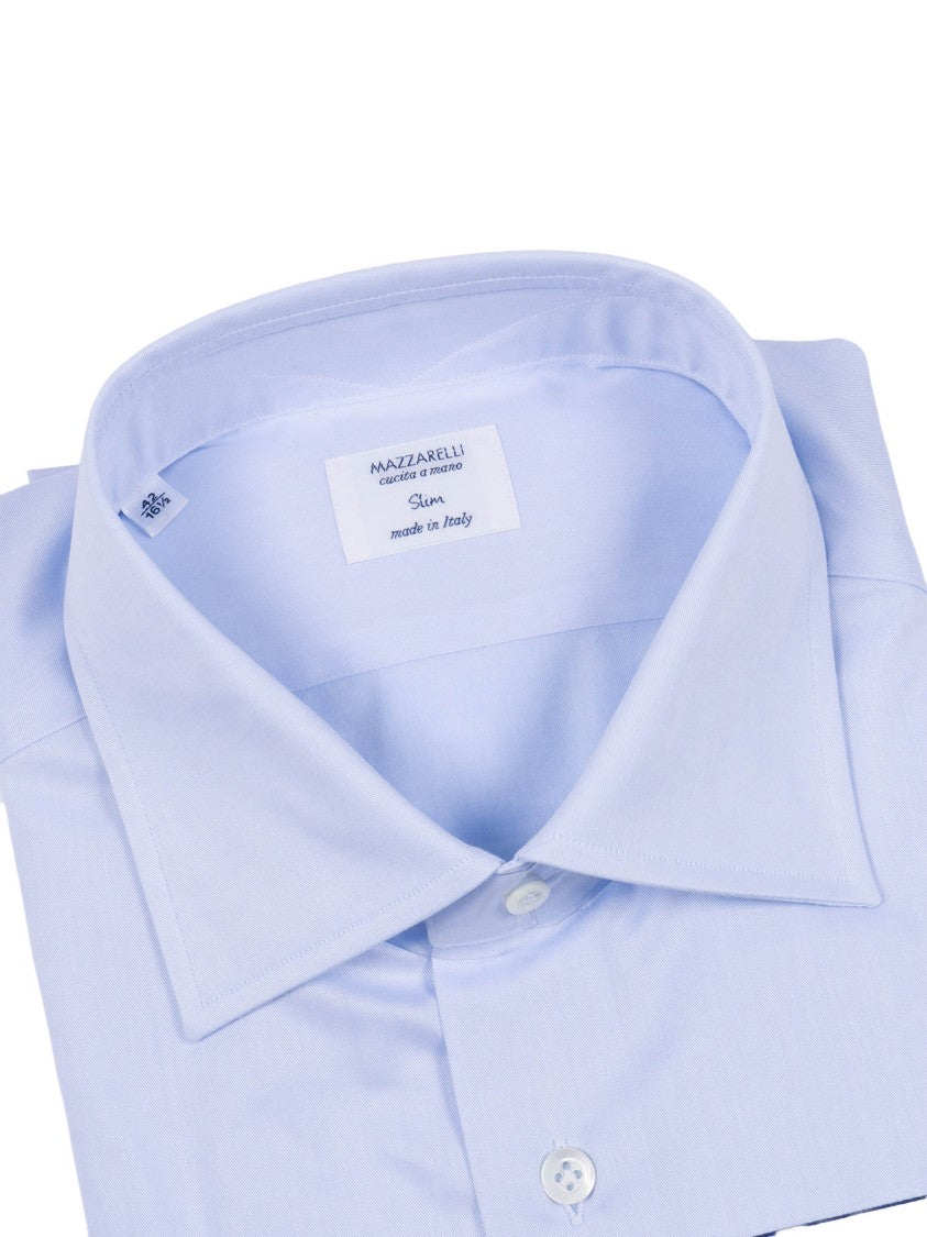 Mazzarelli Camicie Light Blue Slim Fit Cotton Shirt