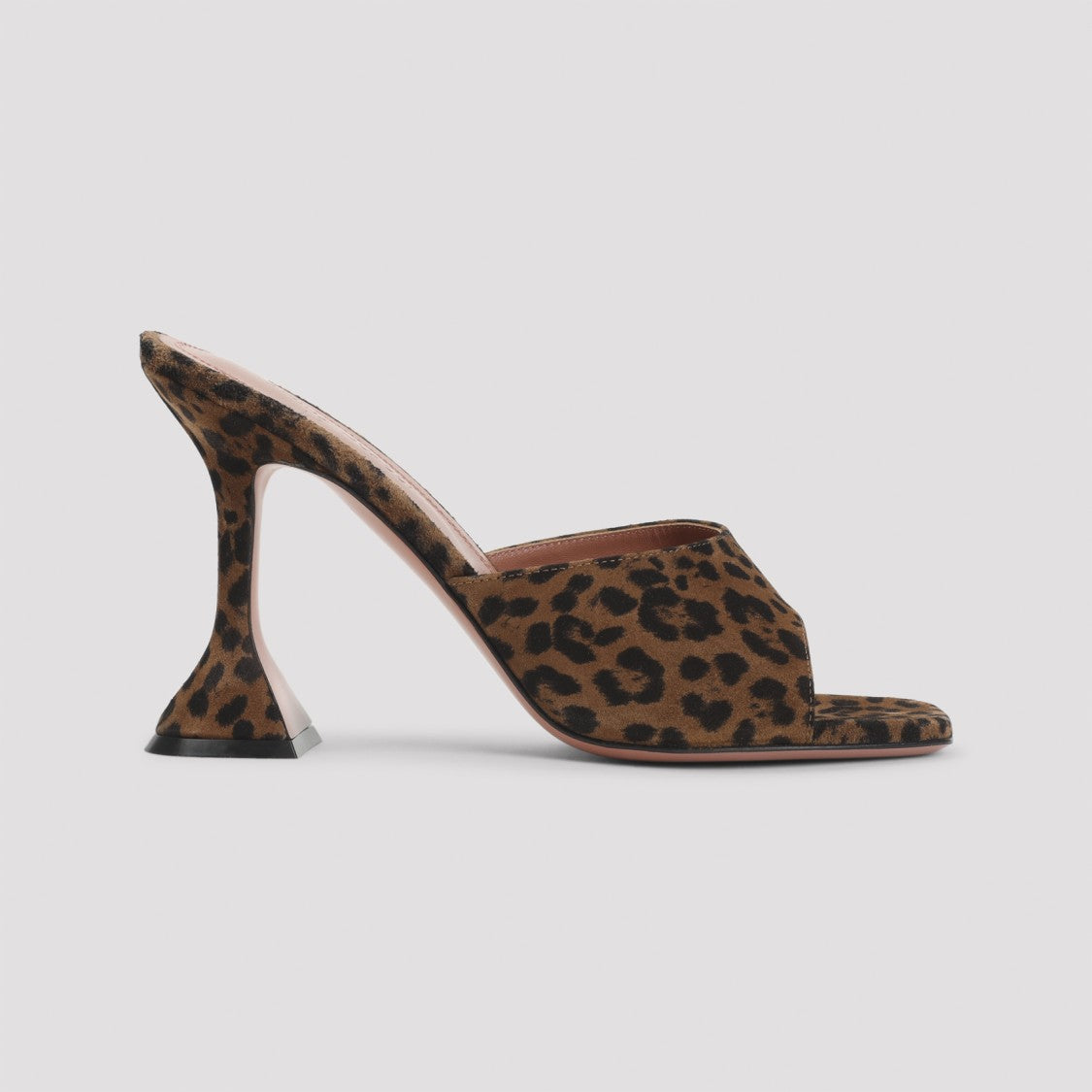 Amina Muaddi Leopard Print Suede High-Heeled Mules