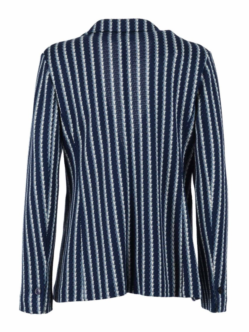 Circolo 1901 Long Textured Vertical Stripe Slim Jacket