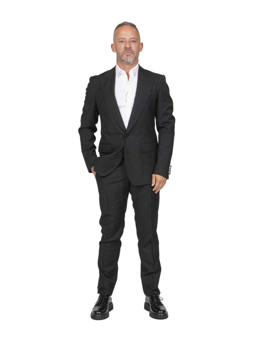 Dolce & Gabbana Black Logo Pattern Tailored Suit