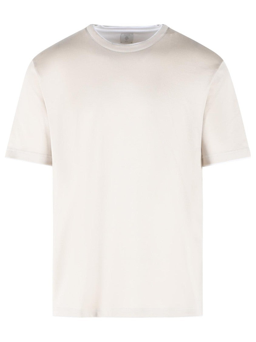Eleventy Double Layer Trim Cotton T-Shirt - Beige