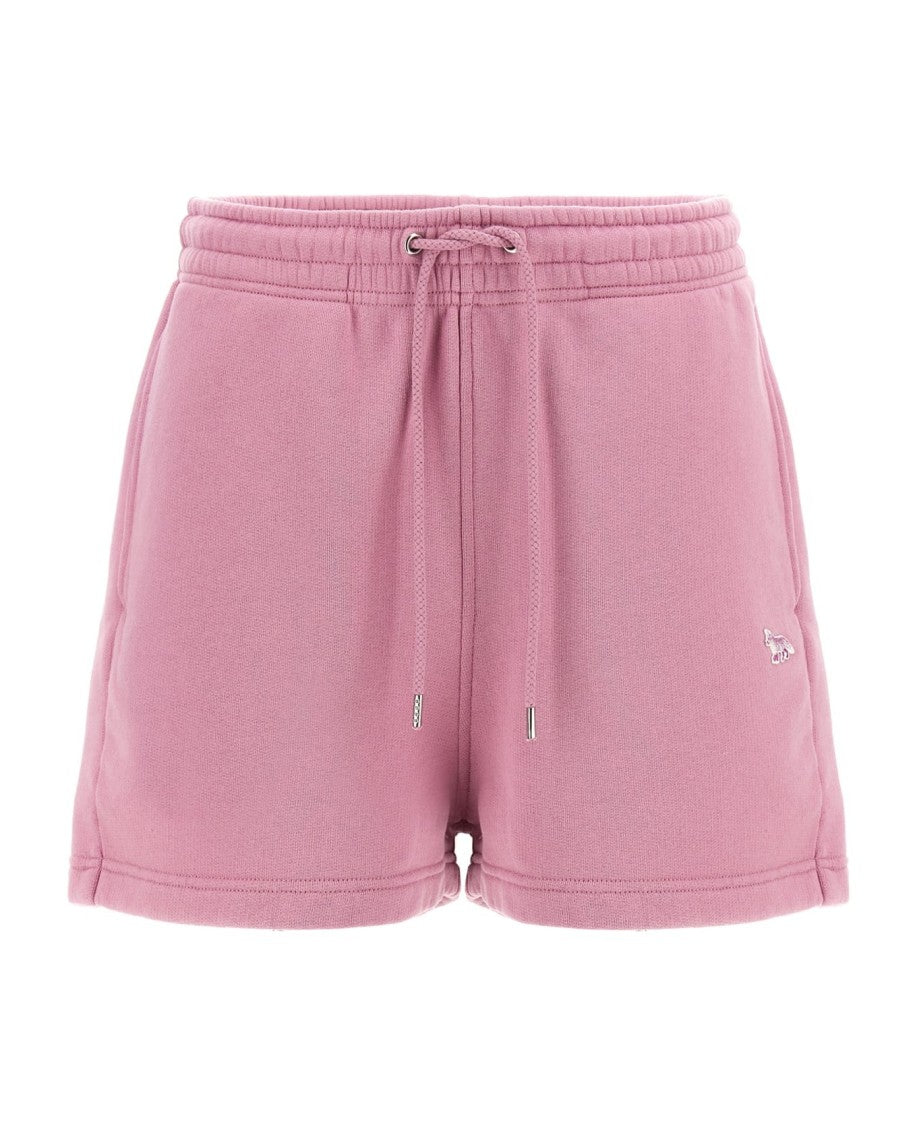 Maison Kitsuné Pastel Pink Shorts With Elastic Waistband And Embroidered Detail